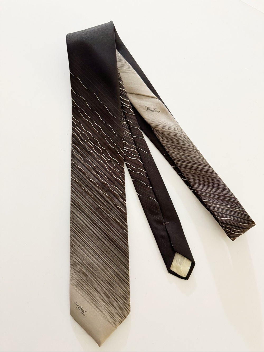 Vintage 80s Louis Feraud Paris Tie Brown Abstract Gradient